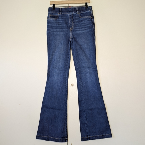 Spanx Clean Indigo Bootcut Trouser Jeans Women Size Medium Denim Stretch Shaping - Picture 1 of 6